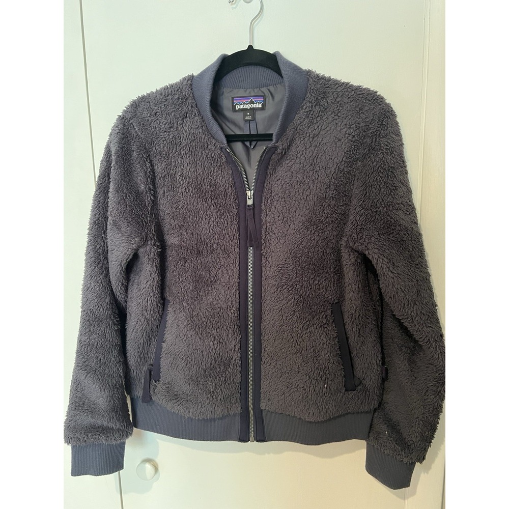 Patagonia Jacket Womens Medium Blue Gray Full Zip Cozy‎ Fluffy Lined Furry